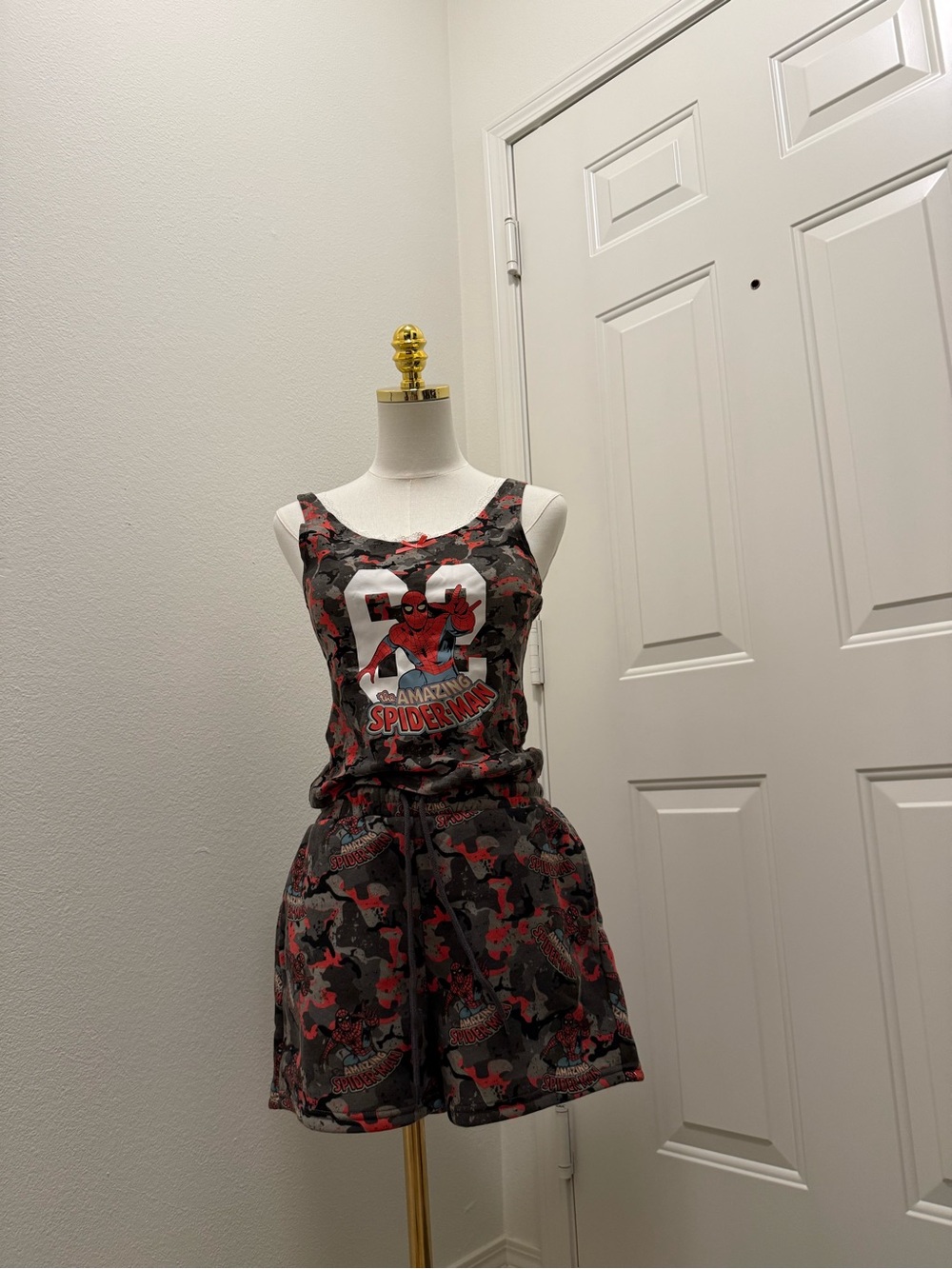 A matching two-piece set consisting of a tank top and shorts.